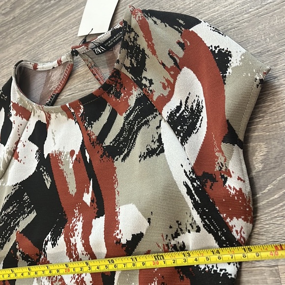 Zara NWT Abstract Print Midi Dress Size M - Picture 9 of 10